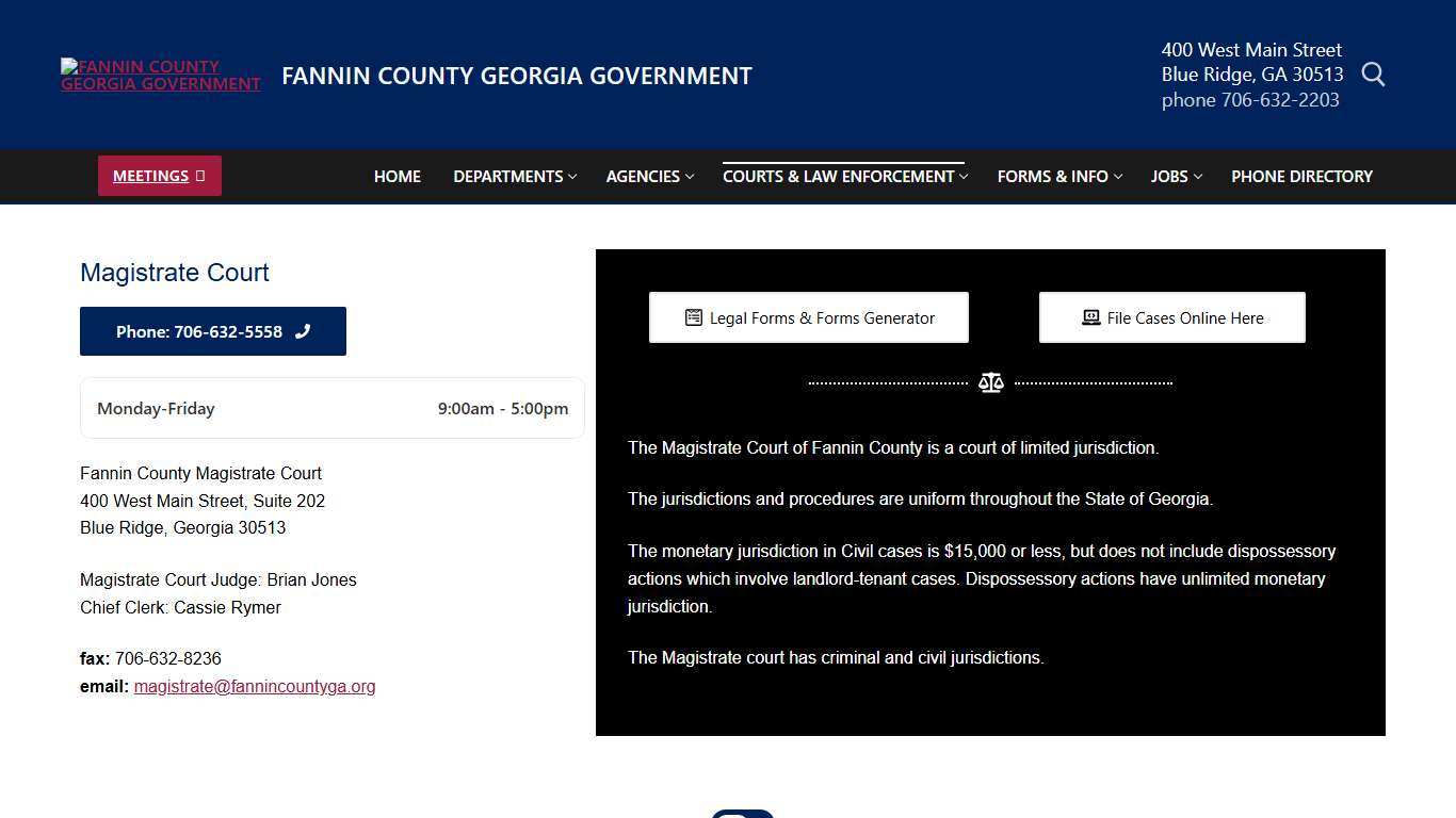 Magistrate Court - Fannin County Georgia Government